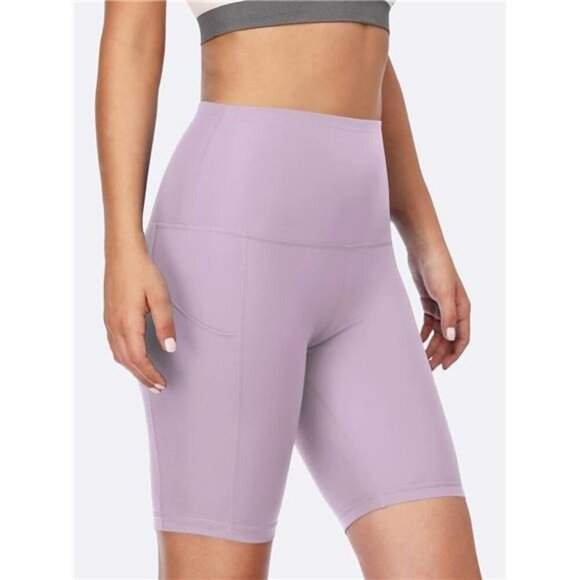 High Waist Yoga Shorts with Pockets Workout Biker Running Spandex Gym Women - Picture 2 of 7